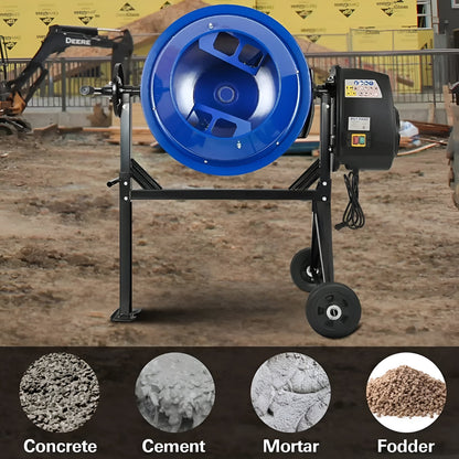 BILT HARD Electric Cement Mixer, 4 Cubic Ft. Portable Concrete Mixer Machine, Wheelbarrow Cement Mixing Tools for Stucco - TCA-0051