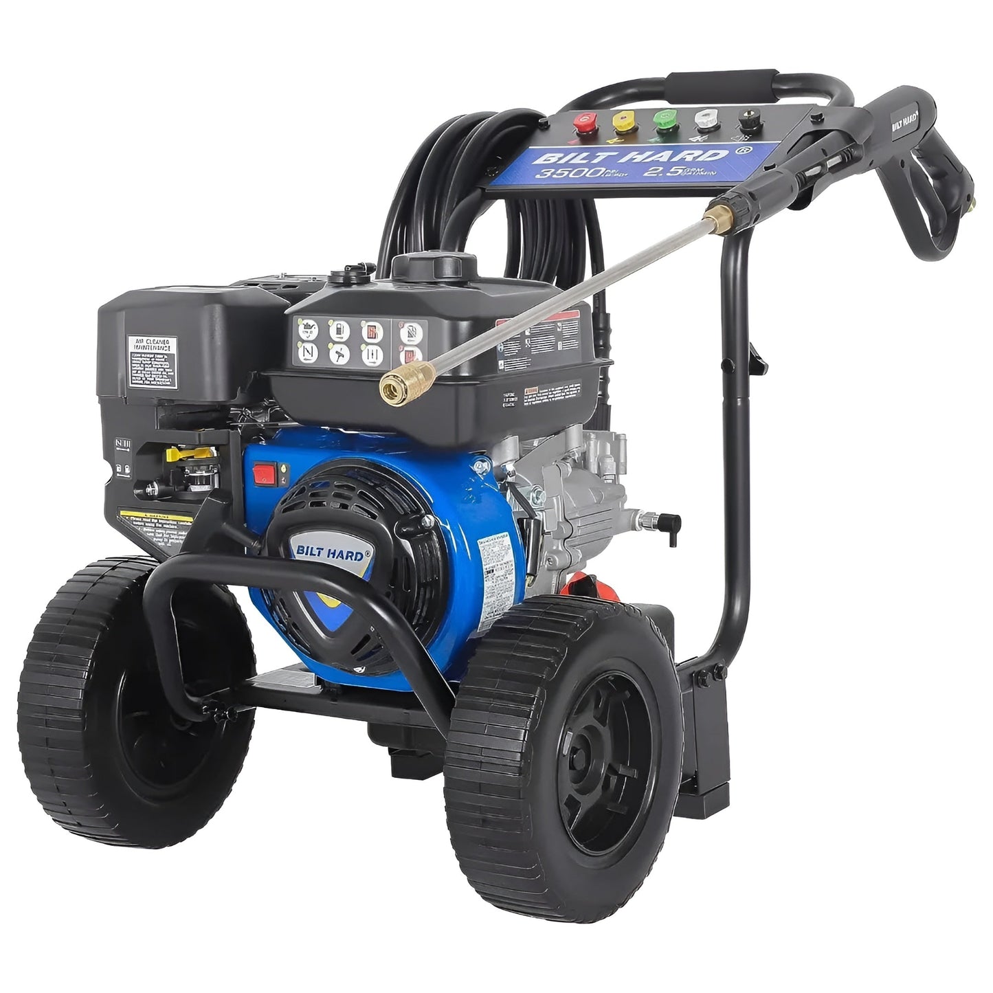 BILT HARD Gas Pressure Washer, 2.5 GPM 3500 PSI, 224cc Engine 5 QC Nozzle Tips Axial Pump Pressure Washers Gas Powered Green,Orange,White - THA-0352