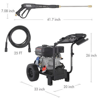 BILT HARD Gas Pressure Washer, 2.5 GPM 3500 PSI, 224cc Engine 5 QC Nozzle Tips Axial Pump Pressure Washers Gas Powered Green,Orange,White - THA-0352