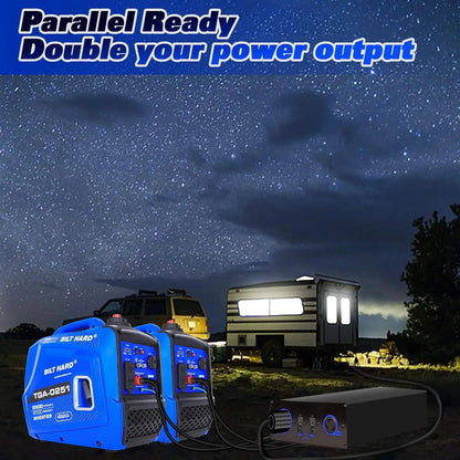 BILT HARD 2500W Quiet Inverter Generator, 80cc 4-Stroke Engine, 120V AC & 12V DC, RV Ready – TGA-0251