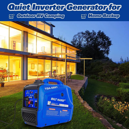 BILT HARD Generator 2500 Watt, Quiet Inverter Portable Generator 80cc 4 Stroke Engine, 120V AC Duplex Receptacle and 12V DC Output, Outdoor Generators for Home Backup Use and RV Ready - TGA-0251