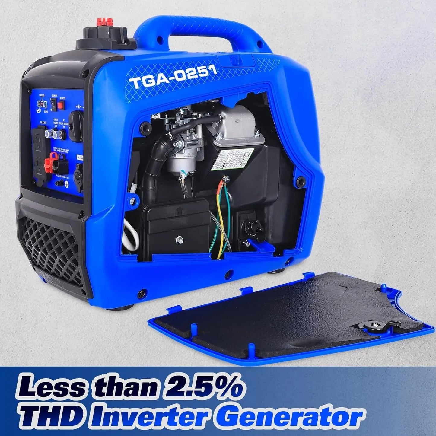 BILT HARD Generator 2500 Watt, Quiet Inverter Portable Generator 80cc 4 Stroke Engine, 120V AC Duplex Receptacle and 12V DC Output, Outdoor Generators for Home Backup Use and RV Ready - TGA-0251