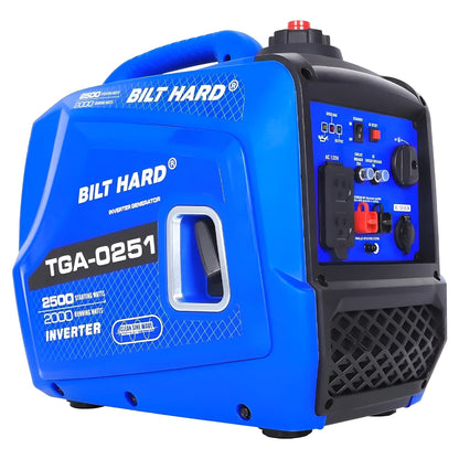 BILT HARD 2500W Quiet Inverter Generator, 80cc 4-Stroke Engine, 120V AC & 12V DC, RV Ready – TGA-0251