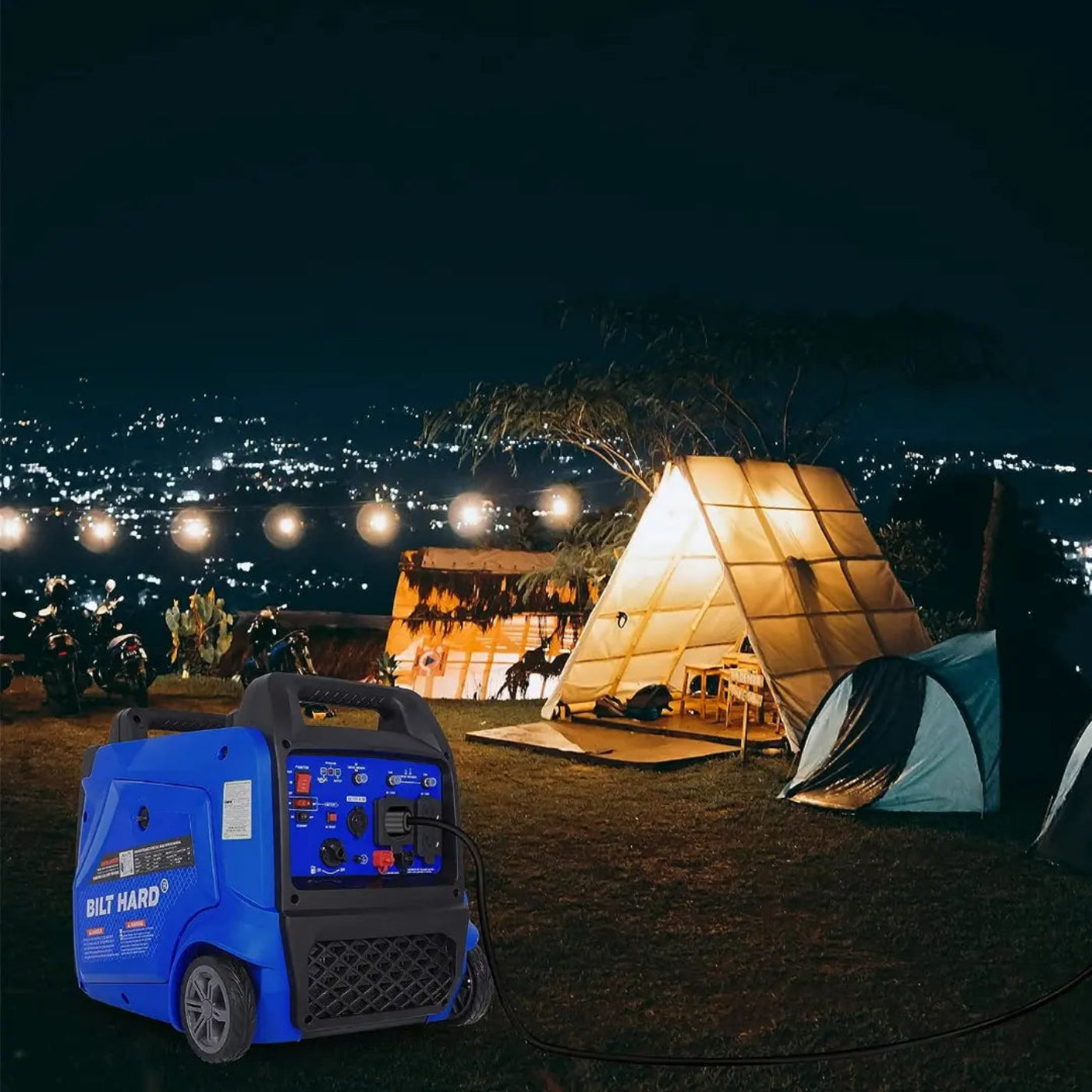 BILT HARD Portable Generator 5500 Watt, Quiet Inverter Generator with Electric Start, 120V NEMA 5-20R, NEMA TT-30R and 12V DC Output, Outdoor Generators for Home Backup Use and RV Ready - TGA-0252