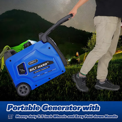 BILT HARD Portable Generator 5500 Watt, Quiet Inverter Generator with Electric Start, 120V NEMA 5-20R, NEMA TT-30R and 12V DC Output, Outdoor Generators for Home Backup Use and RV Ready - TGA-0252