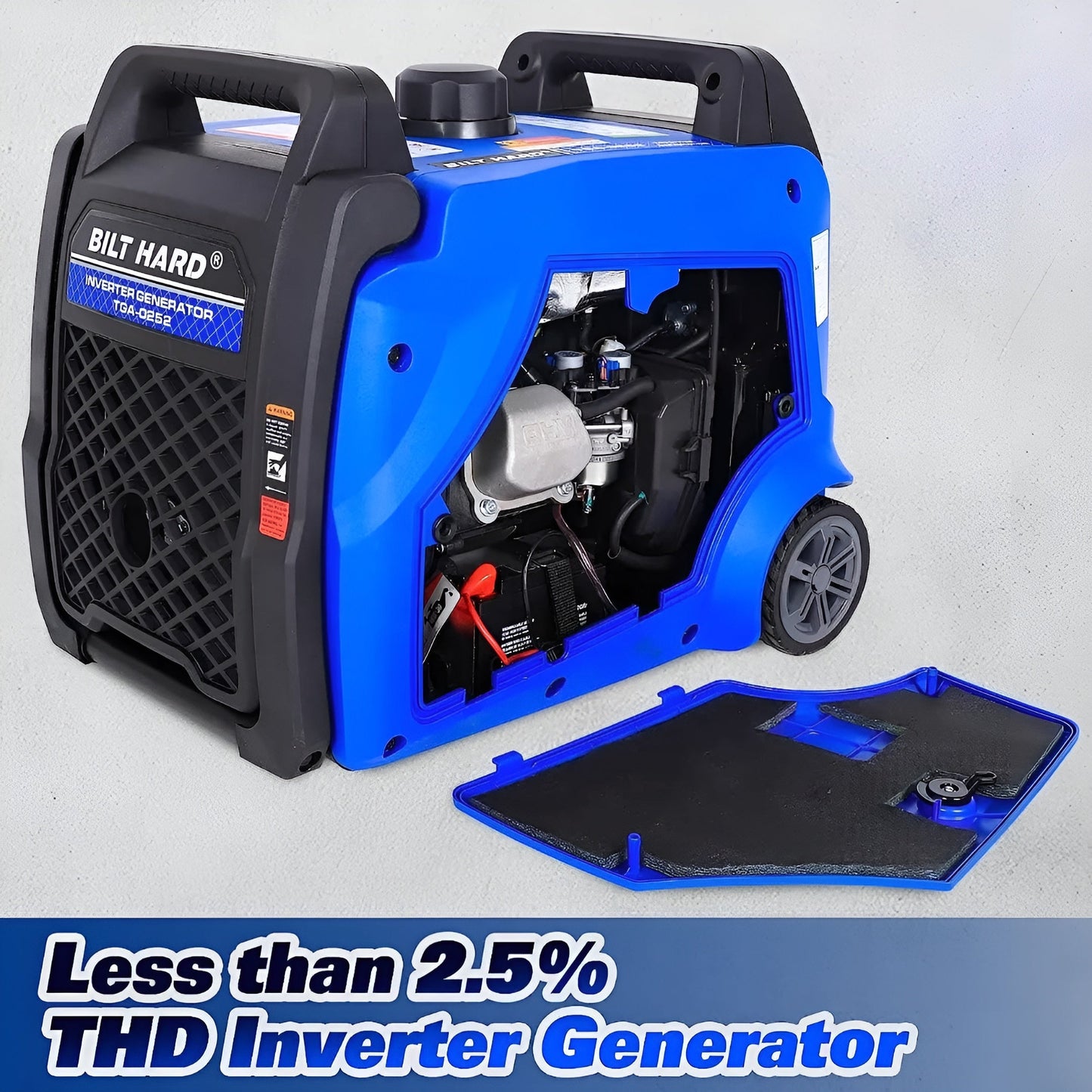 BILT HARD Portable Generator 5500 Watt, Quiet Inverter Generator with Electric Start, 120V NEMA 5-20R, NEMA TT-30R and 12V DC Output, Outdoor Generators for Home Backup Use and RV Ready - TGA-0252