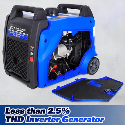 BILT HARD Portable Generator 5500 Watt, Quiet Inverter Generator with Electric Start, 120V NEMA 5-20R, NEMA TT-30R and 12V DC Output, Outdoor Generators for Home Backup Use and RV Ready - TGA-0252