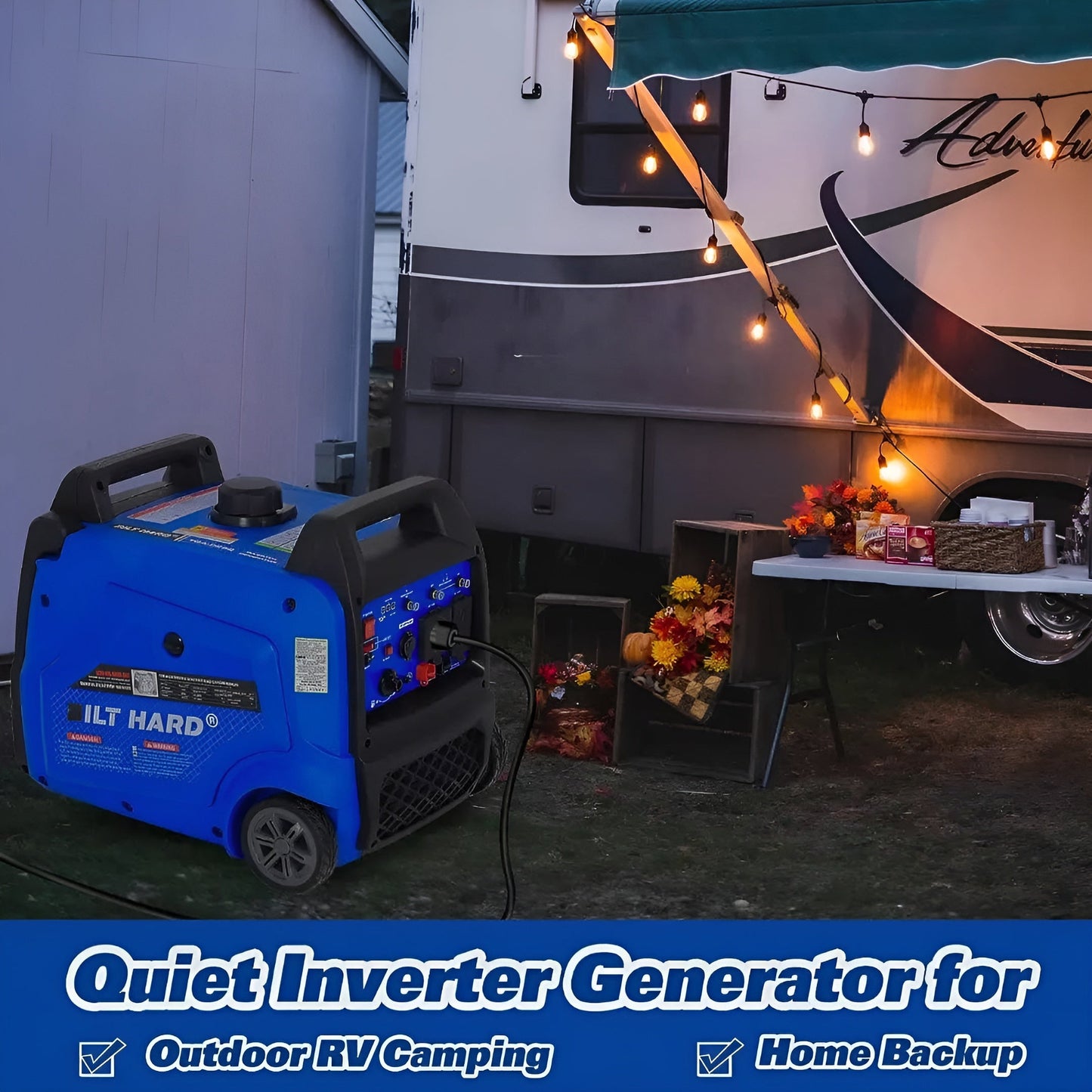 BILT HARD Portable Generator 5500 Watt, Quiet Inverter Generator with Electric Start, 120V NEMA 5-20R, NEMA TT-30R and 12V DC Output, Outdoor Generators for Home Backup Use and RV Ready - TGA-0252