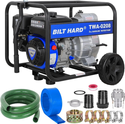 BILT HARD 3" Trash Pump, 264 GPM, 6.5HP - TWA-0208+TWA-0204