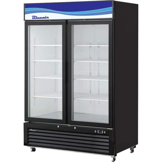 Blue Air BKGF49B-HC | 54" Wide 2 Swing Door Black Merchandiser Freezer - BKGF49B-HC
