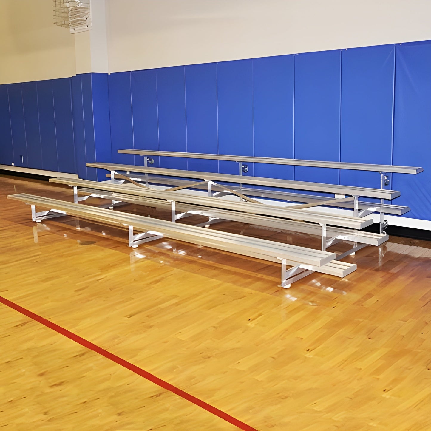 Bleacher 4 Row Portable 27' Tip & Roll Preferred Aluminum Bleacher - BLDP-427TRG