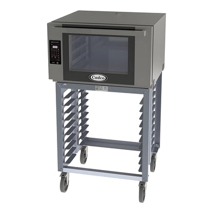 Cadco Bakerlux Station BLS-4FLD-1 4-Shelf Full Size Heavy-Duty Digital Countertop Convection Oven with LED Control Panel and Stand - 208-240V - BLS-4FLD-1