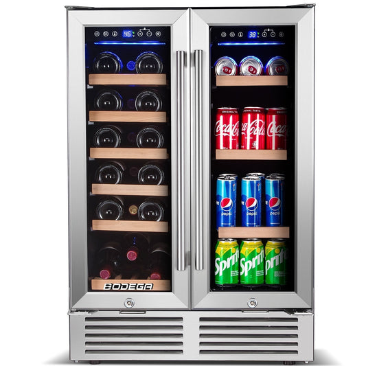 BODEGAcooler 24" Wine and Beverage Cooler Dual Zone 19 Bottles and 57 Cans - JC-115DR