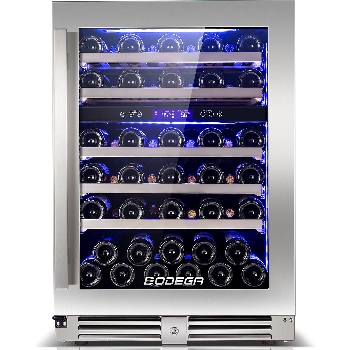 BODEGAcooler 24" 56 Bottles Dual Zone Compressor Wine Cooler with Wood Shelves - JC-165B