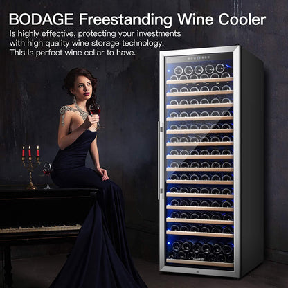 BODEGAcooler 24" Free Standing 154 Bottles Wine Cooler Single Zone - 408A