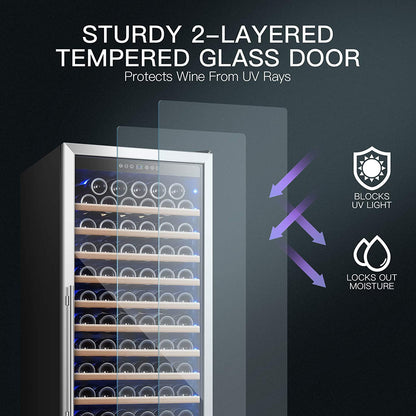 BODEGAcooler 24" Free Standing 154 Bottles Wine Cooler Single Zone - 408A