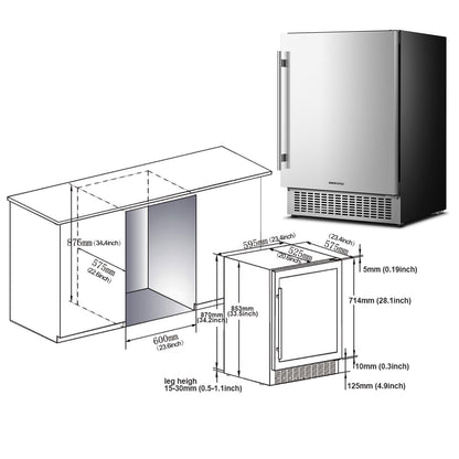 BODEGAcooler 24"  Beverage Fridge in Stainless Steel 180 Can Outdoor Fridge - YC-150A-US
