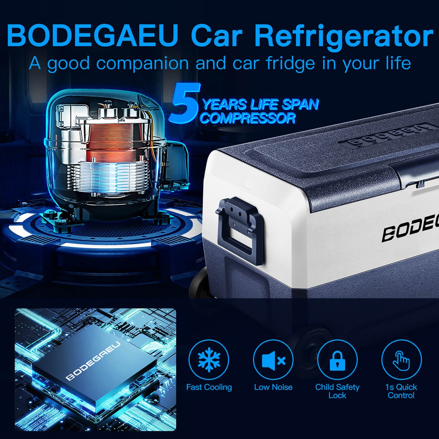 BODEGAEU  12V Portable Car Fridge 38qt/36L Dual Zone T36 - CE-T36-WIFI