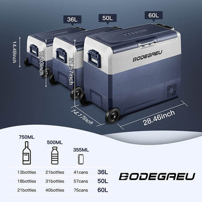 BODEGAEU  12V Portable Car Fridge 38qt/36L Dual Zone T36 - CE-T36-WIFI