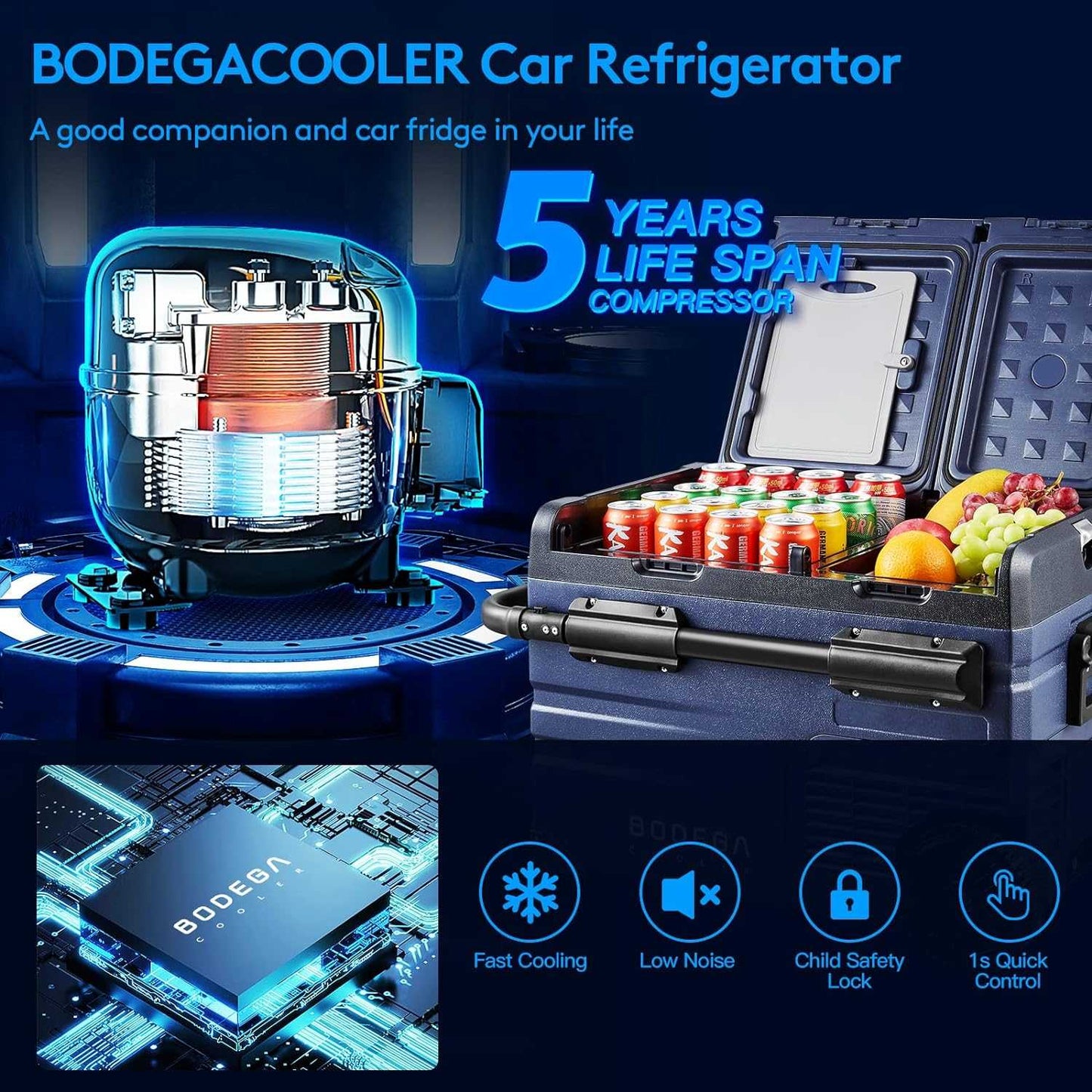 BODEGAcooler Car Fridge Dual Door Dual Zone 37/48/59QT - TAW45