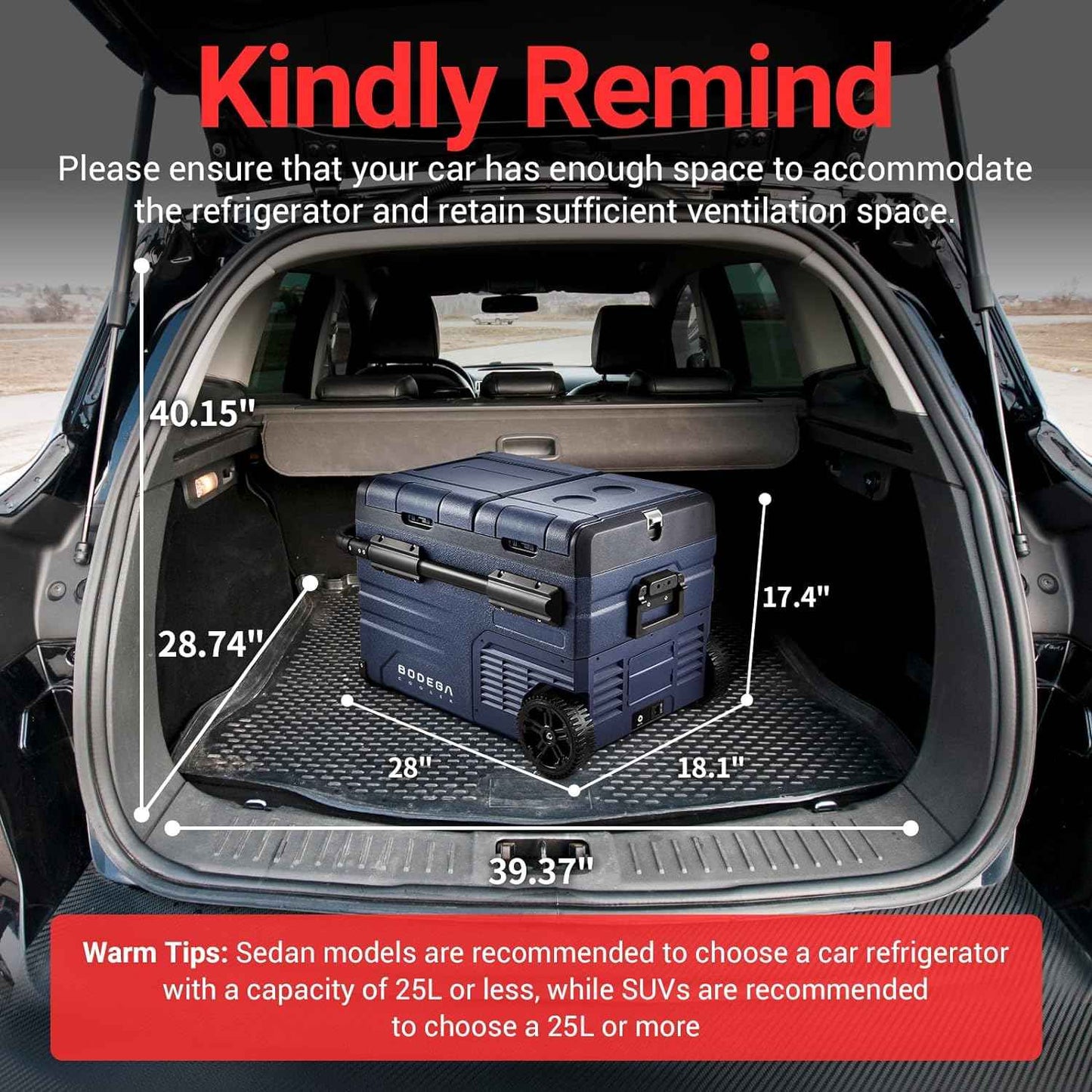 BODEGAcooler Car Fridge Dual Door Dual Zone 37/48/59QT - TAW45