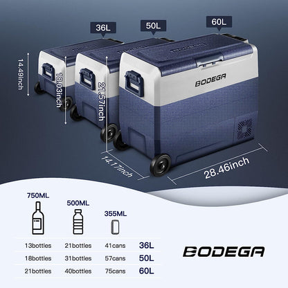 BODEGA cooler Portable Freezer 53qt/50L with Flexible Dual Zone - T50