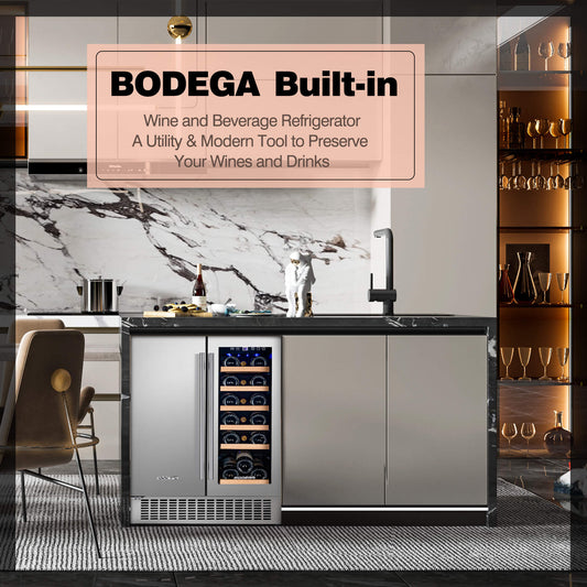 BODEGAcooler 24" Wine and Beverage Fridge Dual Zone 18 Bottles and 57 Cans - YC120-2D-1