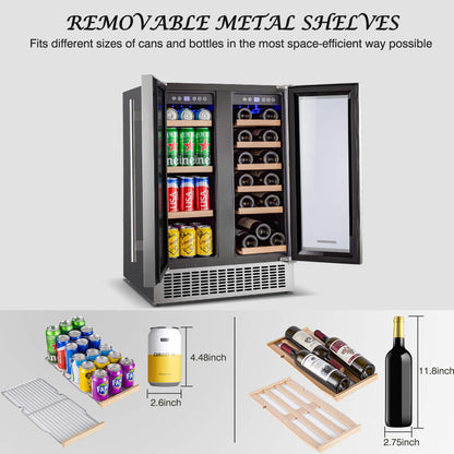 BODEGAcooler 24" Wine and Beverage Fridge Dual Zone 18 Bottles and 57 Cans - YC120-2D-1