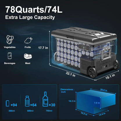 BODEGAcooler 48/58/68/78Qt Single Zone Portable Freezer - U75-WIFI