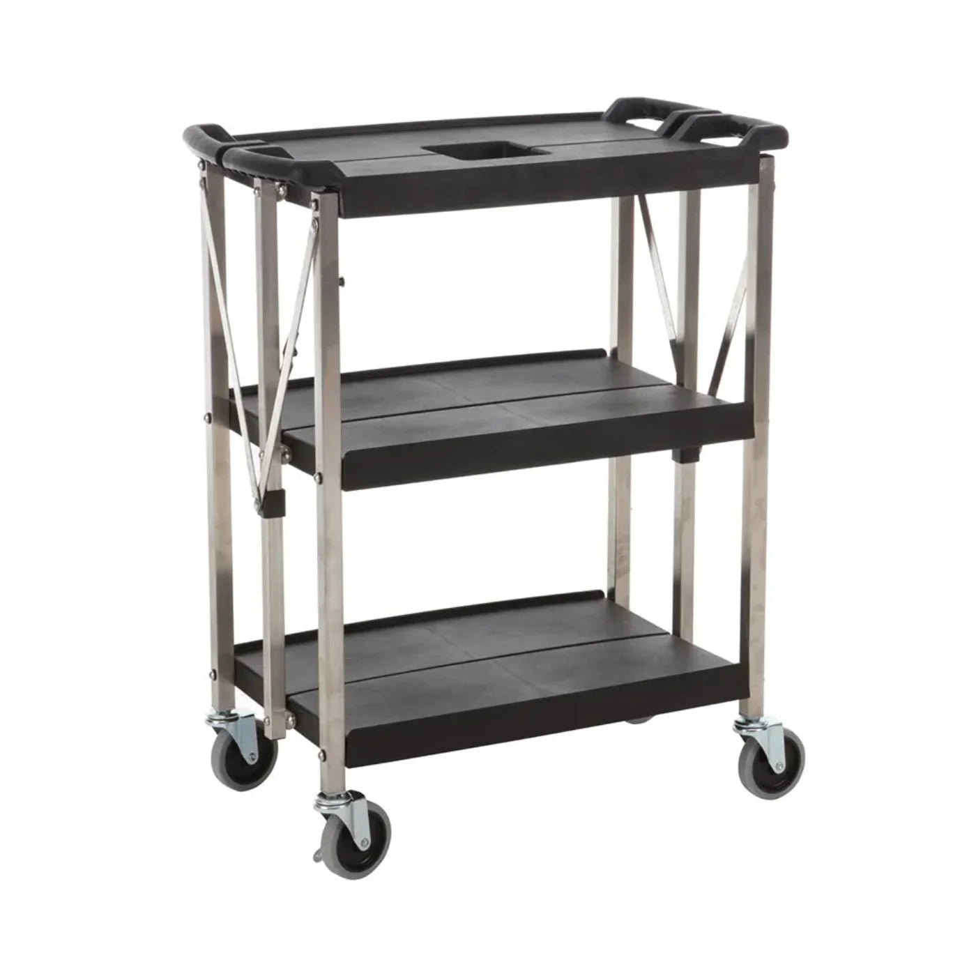 CAC ChinaUtility Cart Foldable 3-Tier 30x16-1/2x36"H Set - BTCF-30S