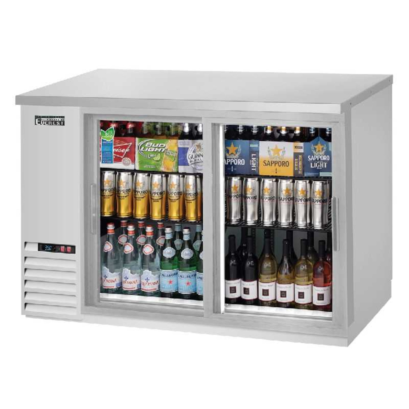 Everest Commercial 57" Back Bar Cooler Two Section - BB59G-SD-SS