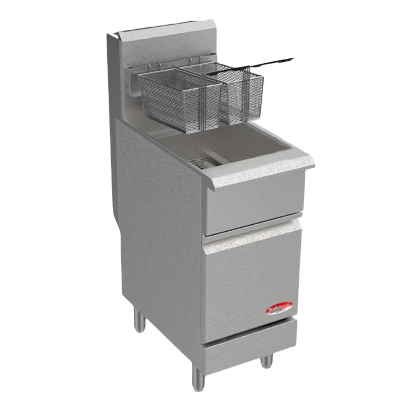 BakeMax 15-1/2" Liquid Propane Gas Fryer, Floor Model, 40 lb., 90,000 BTU - BAKEL40