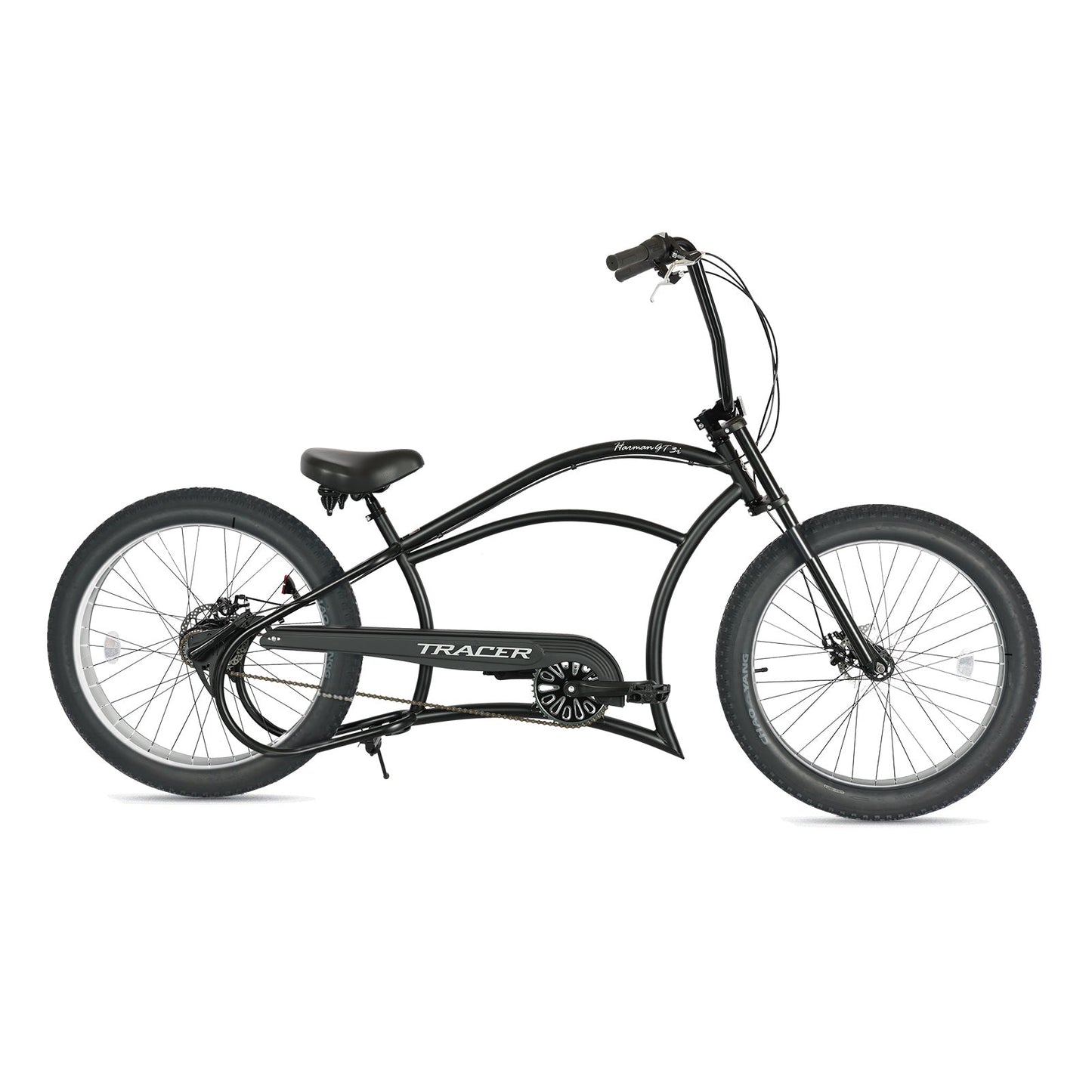 Tracer 26" Harman 3-Speed Vintage Chopper Stretch Fat Tire Bike - MB-HARMAN-3I-GT-BK/PLS