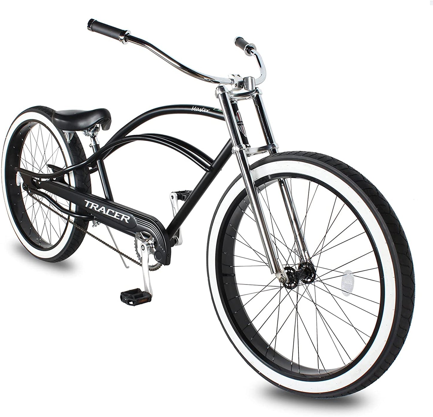 Tracer 29" Master 1-Speed Chopper Stretch Beach Cruiser Fat Tire Bike - MB-MASTER-BK