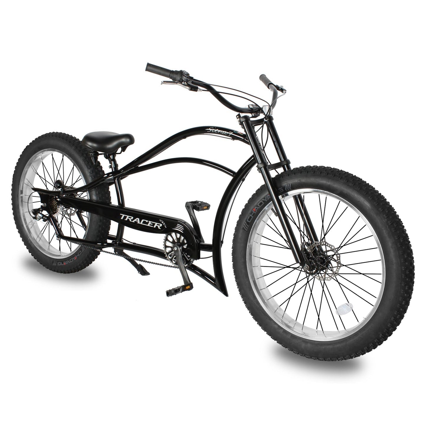 Tracer 26" Siena Chopper Stretch Cruiser Fat Tire Bike - MB-SIENA-M-BK/PLS