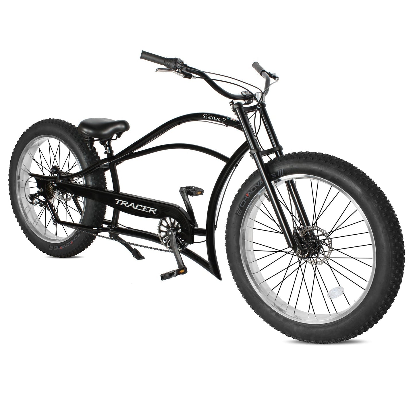 Tracer 26" Siena Chopper Stretch Cruiser Fat Tire Bike - MB-SIENA-M-BK/PLS