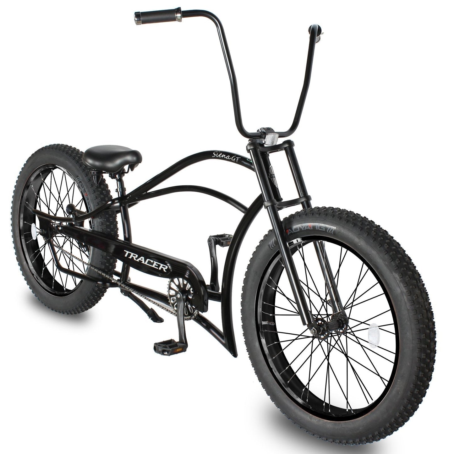Tracer 26" Siena GT Chopper Stretch Cruiser Fat Tire Oversized Frame Bike - MB-SIENA GT-BK/PLS