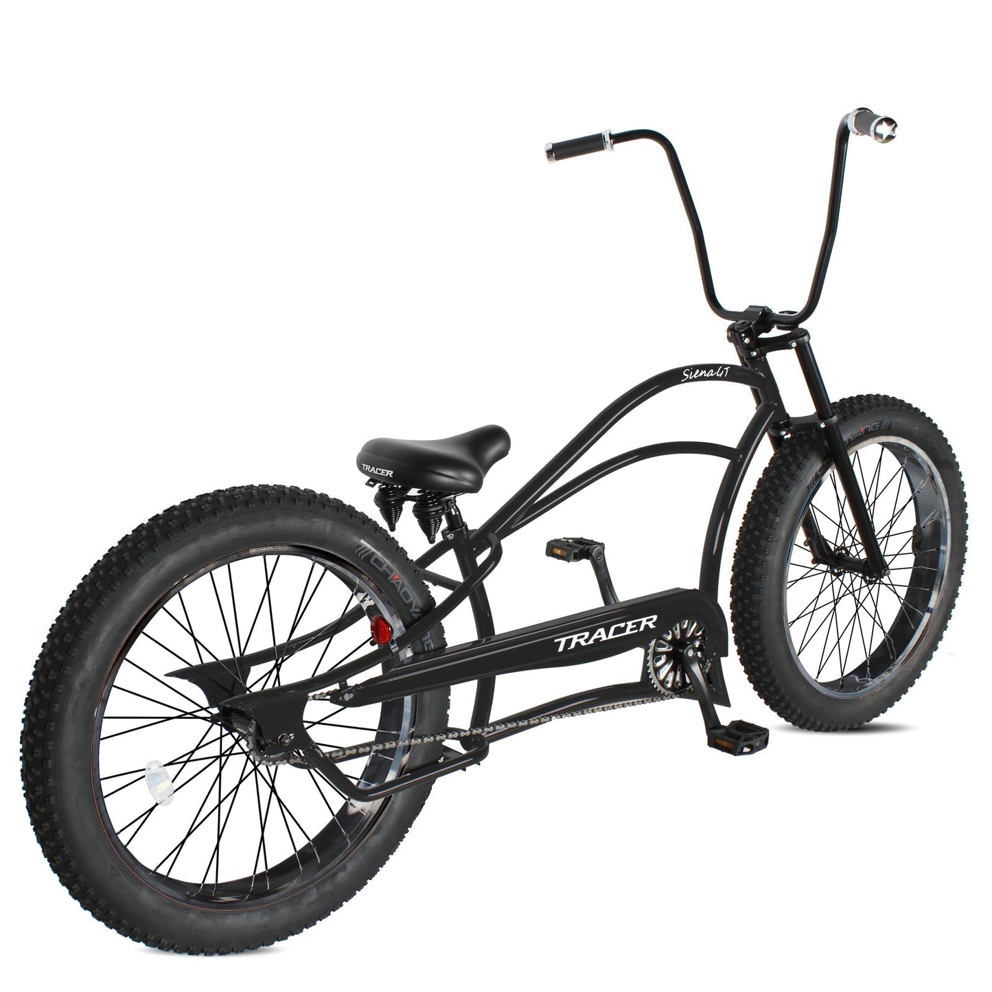 Tracer 26" Siena GT Chopper Stretch Cruiser Fat Tire Oversized Frame Bike - MB-SIENA GT-BK/PLS