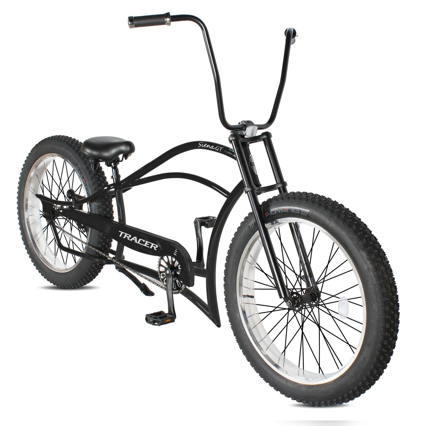 Tracer 26" Siena GT Chopper Stretch Cruiser Fat Tire Oversized Frame Bike - MB-SIENA GT-BK/PLS