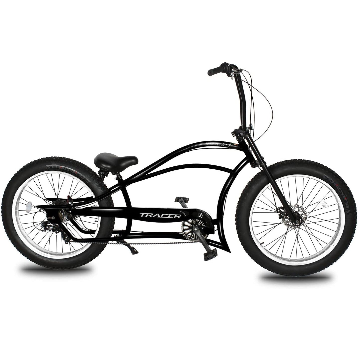 Tracer 26" Siena GT Chopper Stretch Cruiser Fat Tire Oversized Frame Bike - MB-SIENA GT-BK/PLS