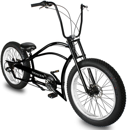 Tracer 26" Siena GT Chopper Stretch Cruiser Fat Tire Oversized Frame Bike - MB-SIENA GT-BK/PLS