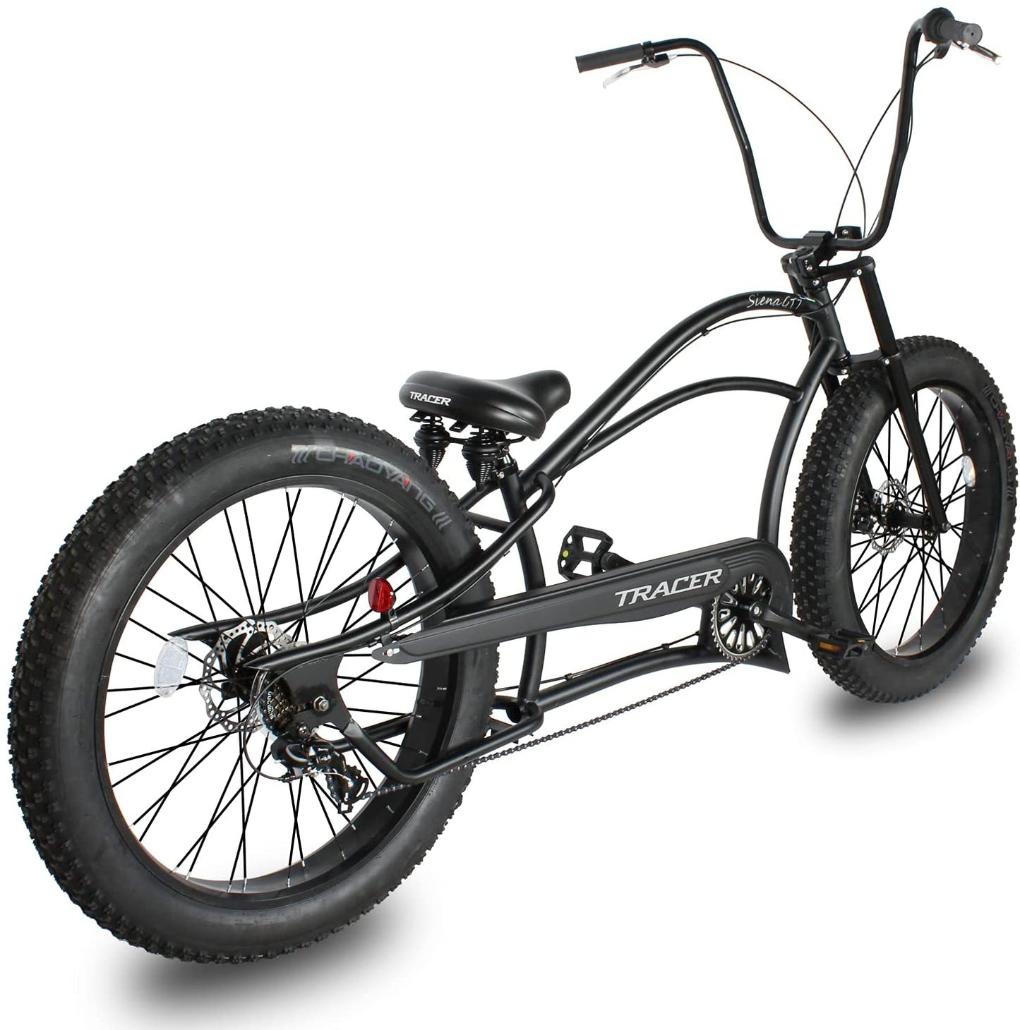 Tracer 26" Siena GT Chopper Stretch Cruiser Fat Tire Oversized Frame Bike - MB-SIENA GT-BK/PLS