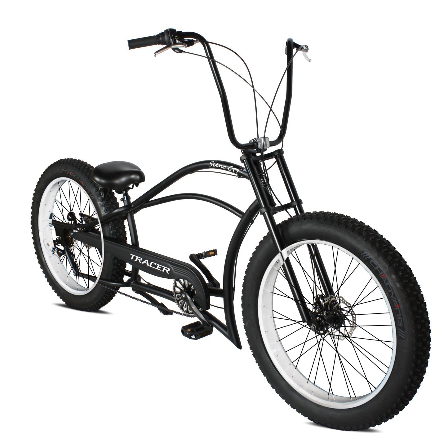 Tracer 26" Siena GT Chopper Stretch Cruiser Fat Tire Oversized Frame Bike - MB-SIENA GT-BK/PLS