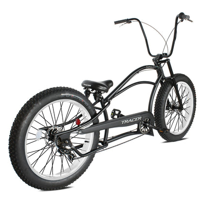 Tracer 26" Siena GT Chopper Stretch Cruiser Fat Tire Oversized Frame Bike - MB-SIENA GT-BK/PLS