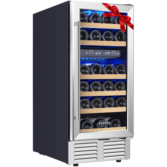 Bodega cooler 15 Inch Wine Cooler 28 Bottle Dual Zone Wine Refrigerator ‎- JC-85B-WIFI
