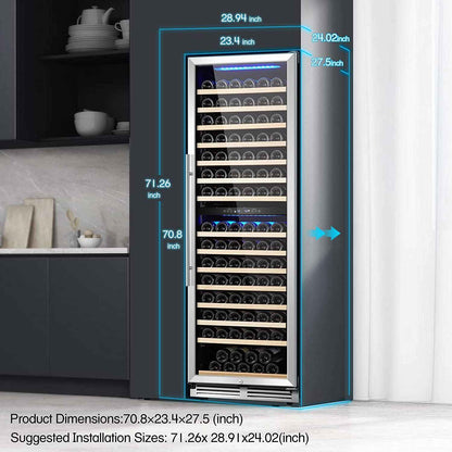 BODEGAcooler 24" Free Standing 174 Bottles Wine Cooler Dual Zone - JC-428B