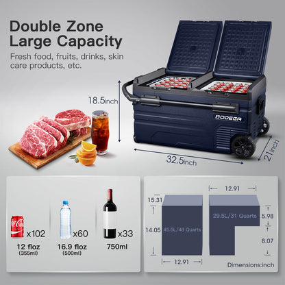 BODEGA cooler Portable Freezer 80Qt/75L Dual Door - TWW75