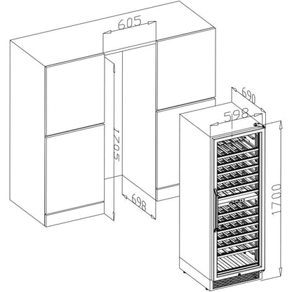 BODEGA AAOBOSI 24" Free Standing 154 Bottles Wine Cooler in Stainless Steel with Wood Shelves - YC-408B