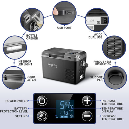 BODEGAcooler Mini 12V Portable Freezer J9 10Qt/9L with Battery - J9