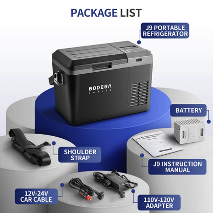 BODEGAcooler Mini 12V Portable Freezer J9 10Qt/9L with Battery - J9
